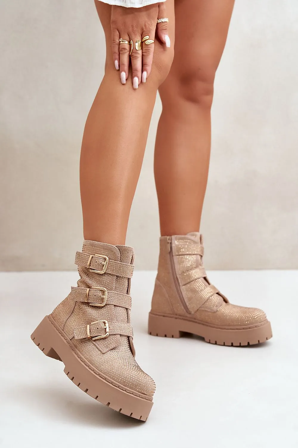 TEEK - Three Buckle Decor Platform Boots