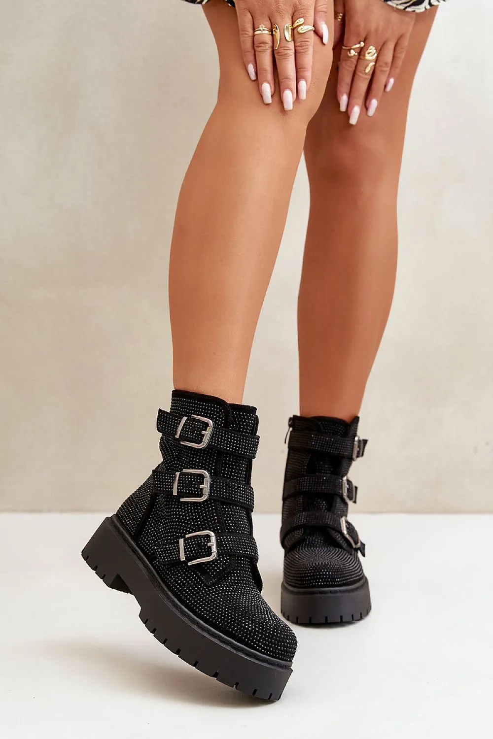 TEEK - Three Buckle Decor Platform Boots