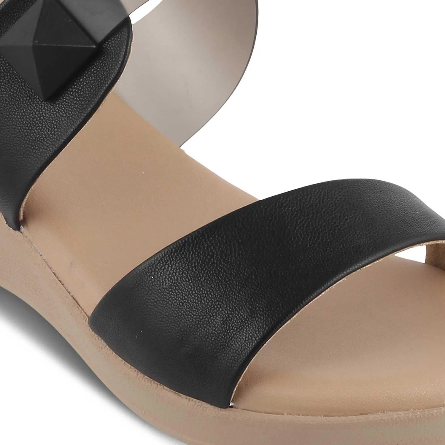 The Vios Black Women's Dress Wedge Sandals Tresmode