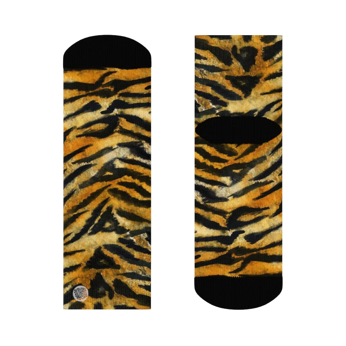 Tiger Stripe Print Socks, Best Luxury Orange Animal Print Designer Women's/ Men's Socks