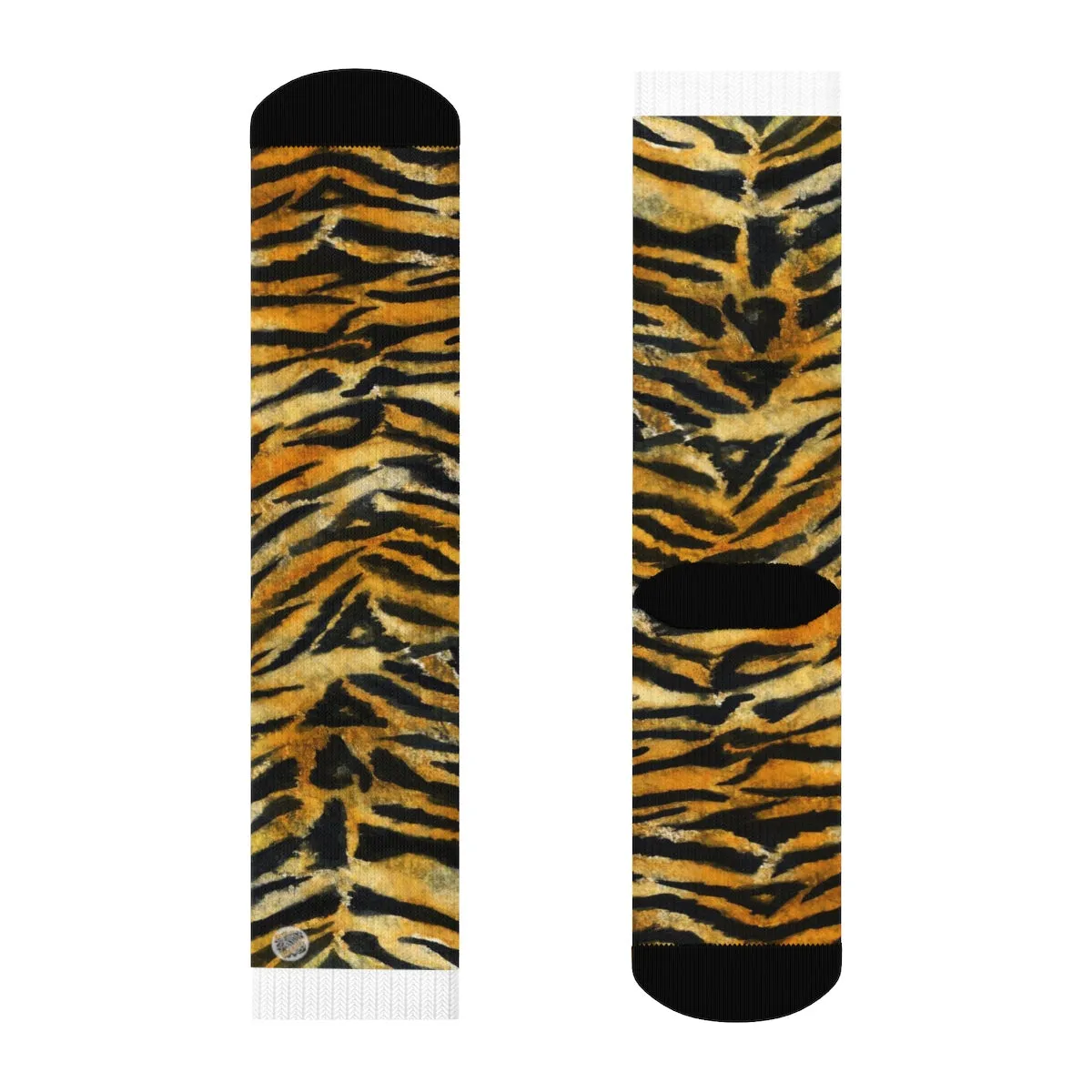 Tiger Stripe Print Socks, Best Luxury Orange Animal Print Designer Women's/ Men's Socks