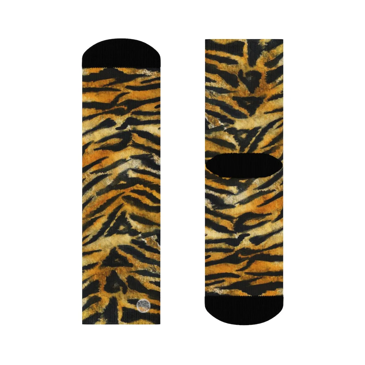 Tiger Stripe Print Socks, Best Luxury Orange Animal Print Designer Women's/ Men's Socks