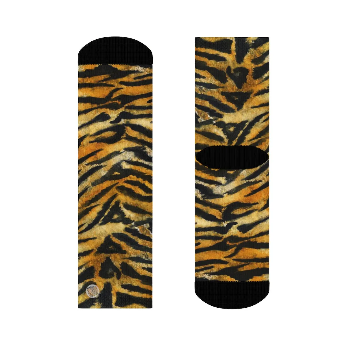 Tiger Stripe Print Socks, Best Luxury Orange Animal Print Designer Women's/ Men's Socks