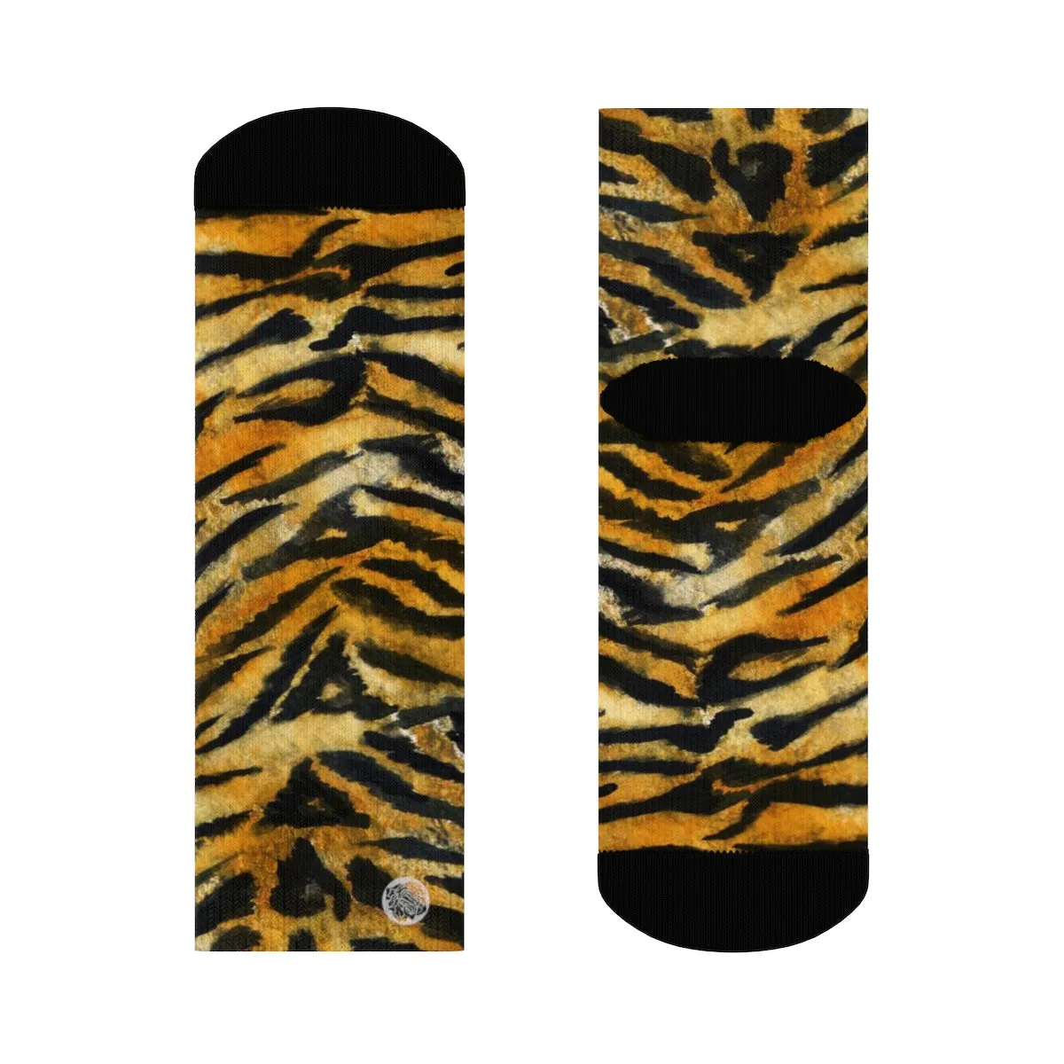 Tiger Stripe Print Socks, Best Luxury Orange Animal Print Designer Women's/ Men's Socks