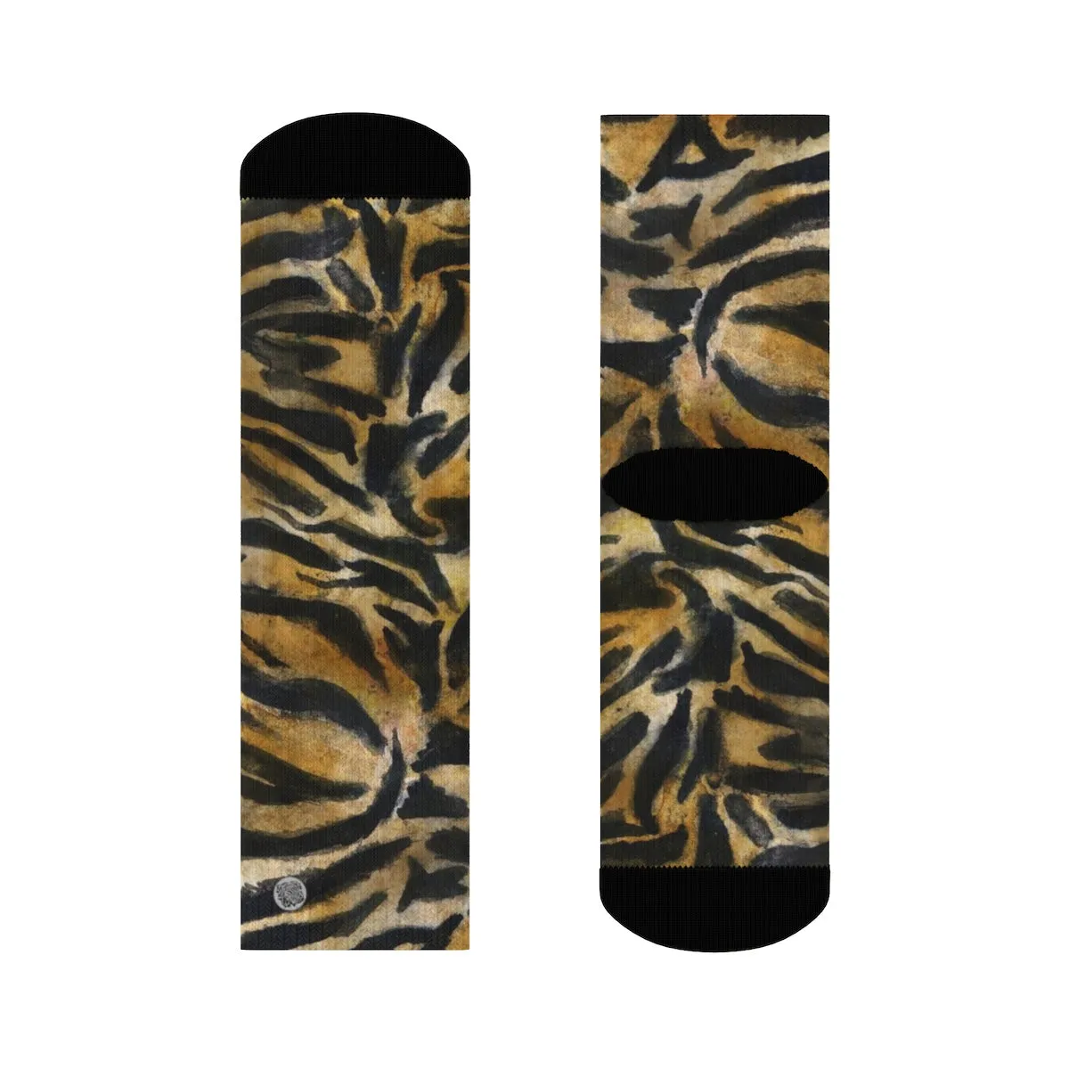 Tiger Stripe Print Unisex Socks, Orange Tiger Animal Print Women's/ Men's Luxury Socks