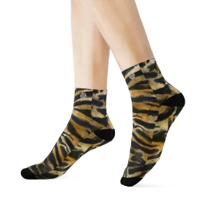 Tiger Stripe Print Unisex Socks, Orange Tiger Animal Print Women's/ Men's Luxury Socks