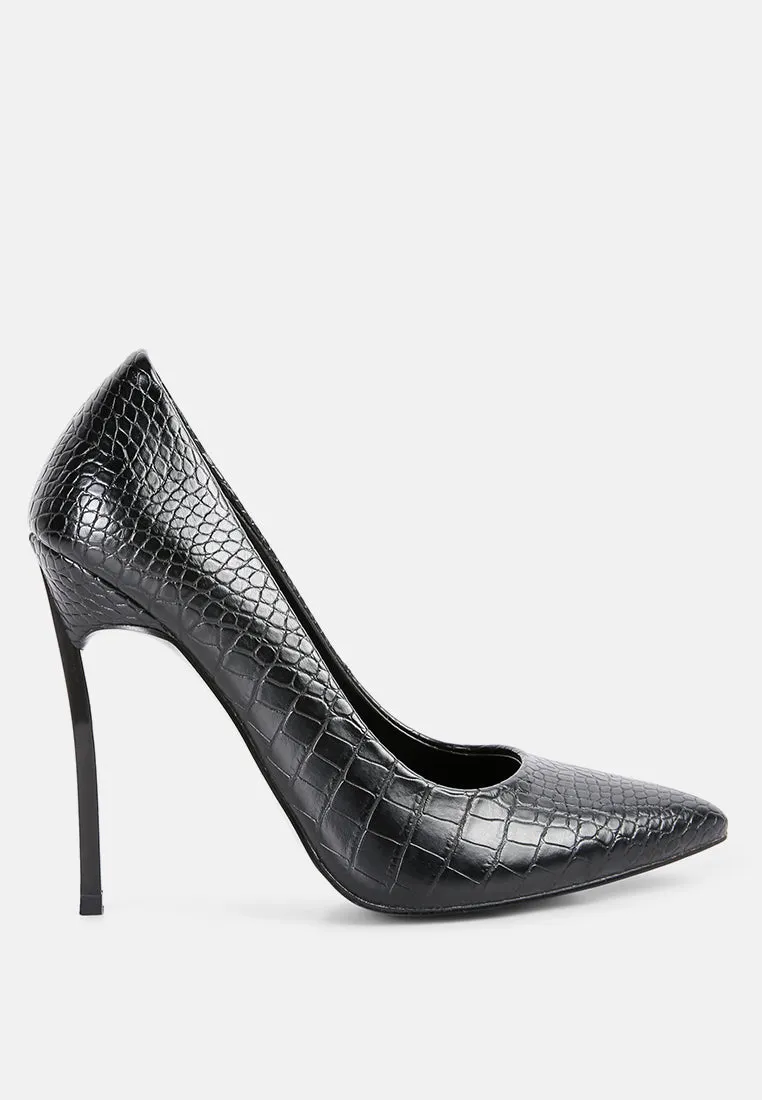 Urchin Croc High Stiletto Heel Pumps