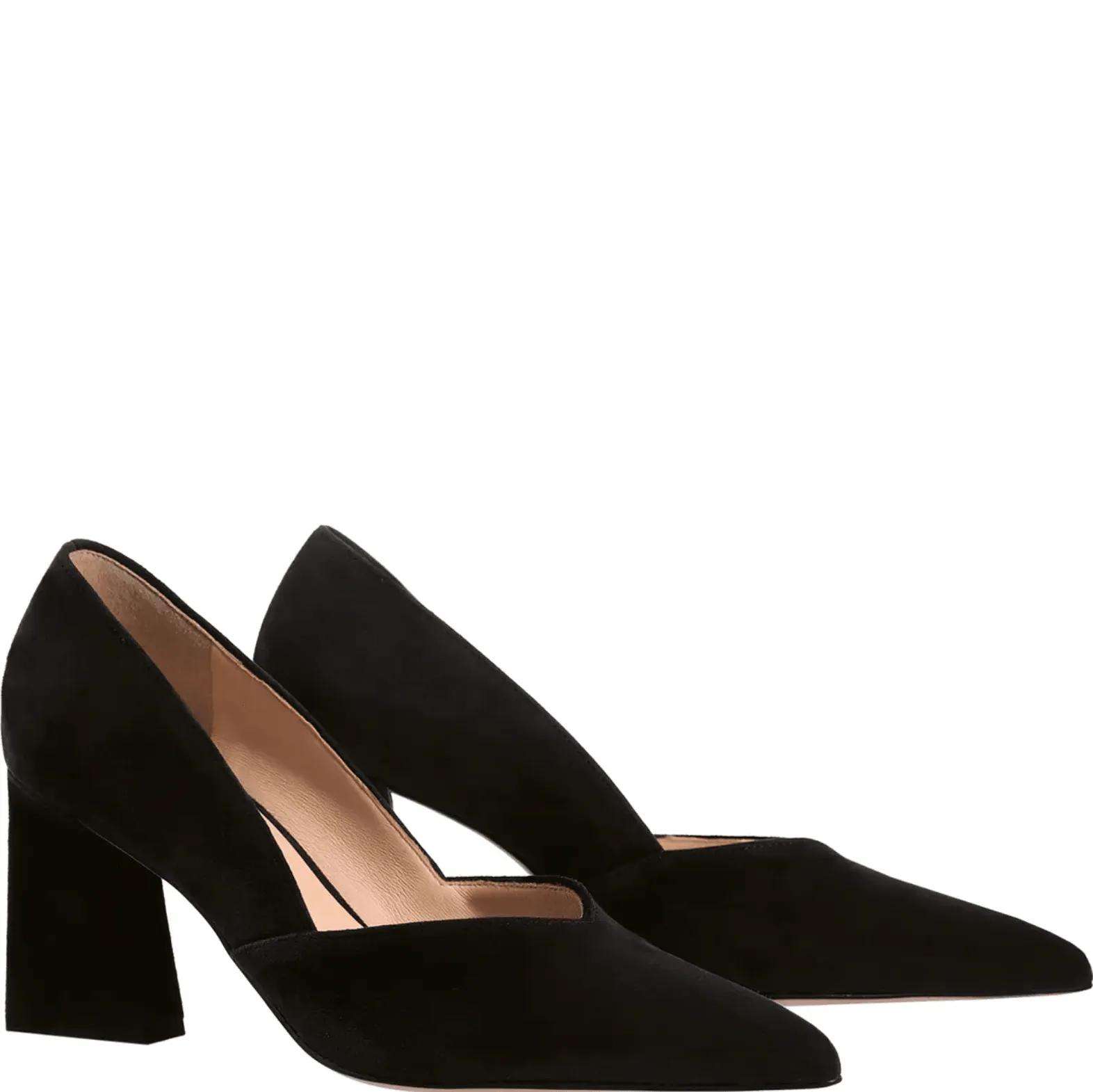 Vienna New Pointed High Heel Suede Court Shoes Black