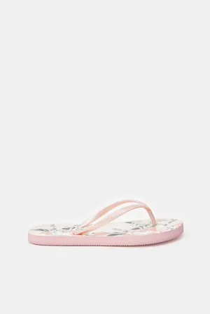 Women Pink Floral Flip Flop