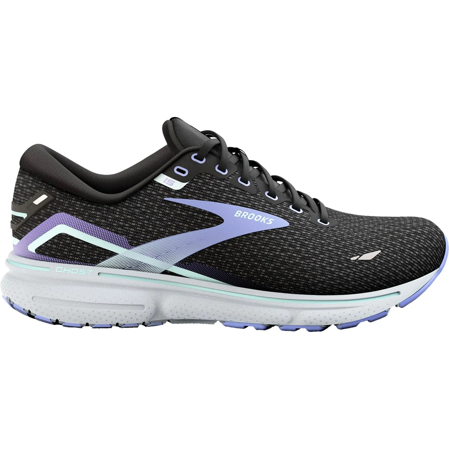 Women's Brooks Ghost 15 Black/Jacaranda/Salt Mesh