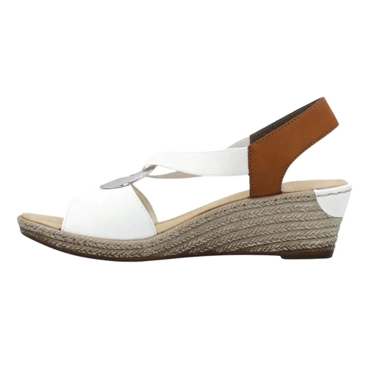 WOMEN'S RIEKER FANNI H6 WEDGE | WHITE / CAYENNE