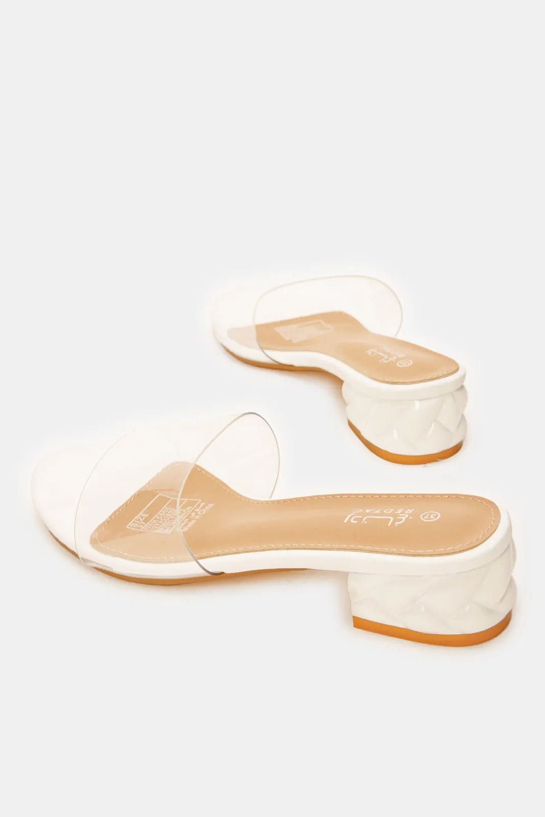 Womens White Vinyl Mule